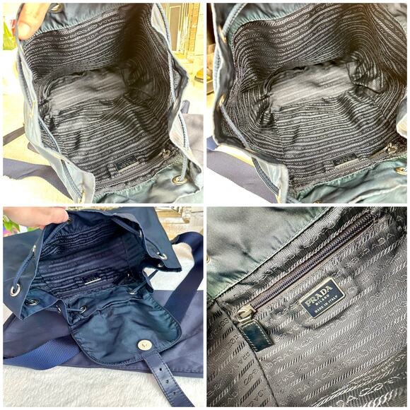 Prada Blue Nylon Backpack Good Used Condition with cards and dust bag - Picture 12 of 16